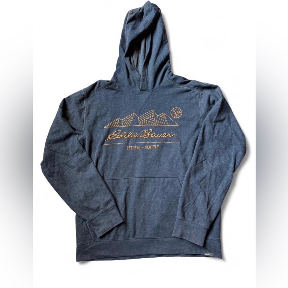 Eddie Bauer Navy Hoodie with Embroidered Mountain Design